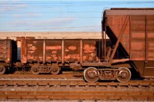 closeup of railway freight car