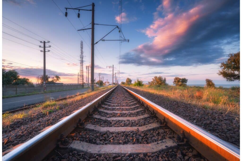 railroad at sunset