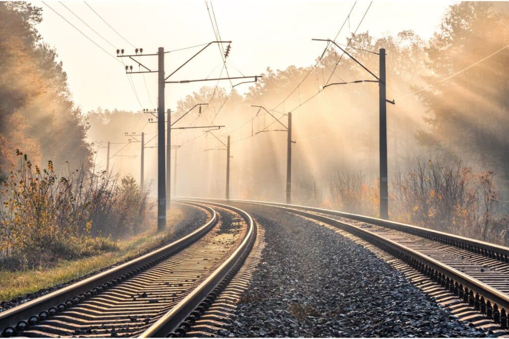 railroad during sunrise in massachusetts