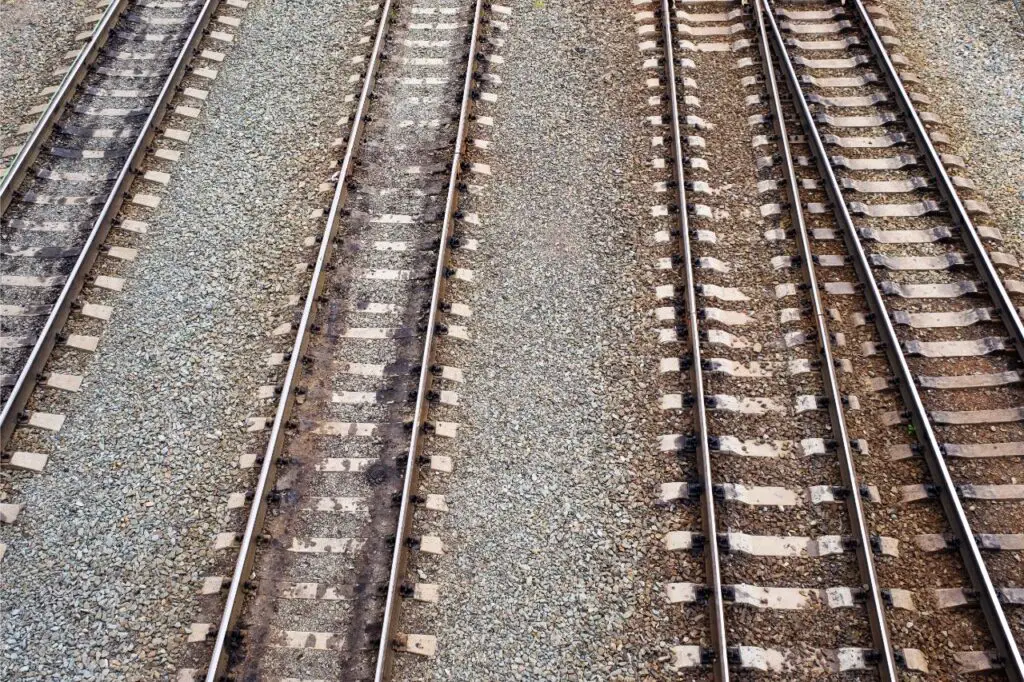 close up of railroad tracks
