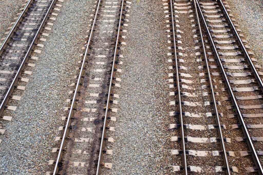 close up of railroad tracks