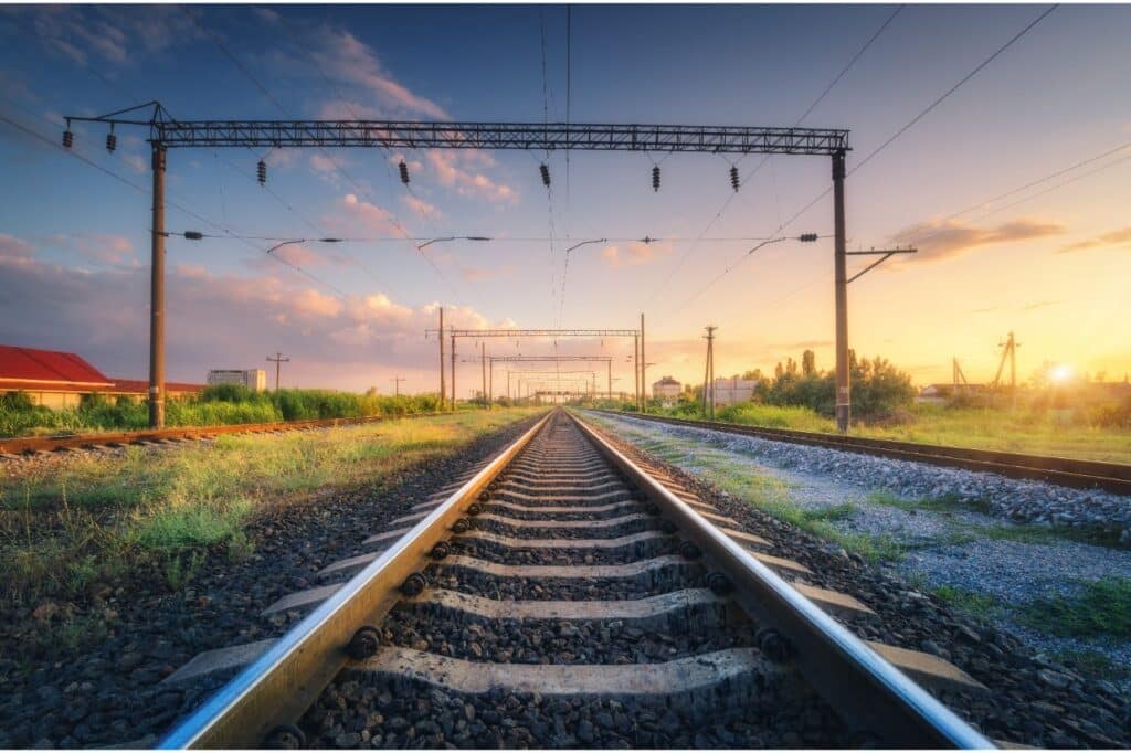 railway station at sunset in mississippi