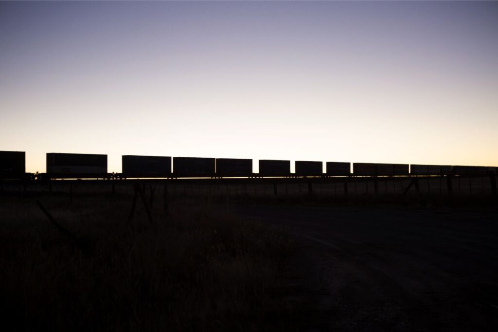 silhouette of delaware cargo train