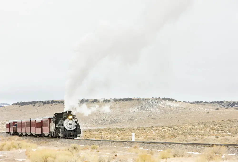 cumbres & toltec train with smoke trail