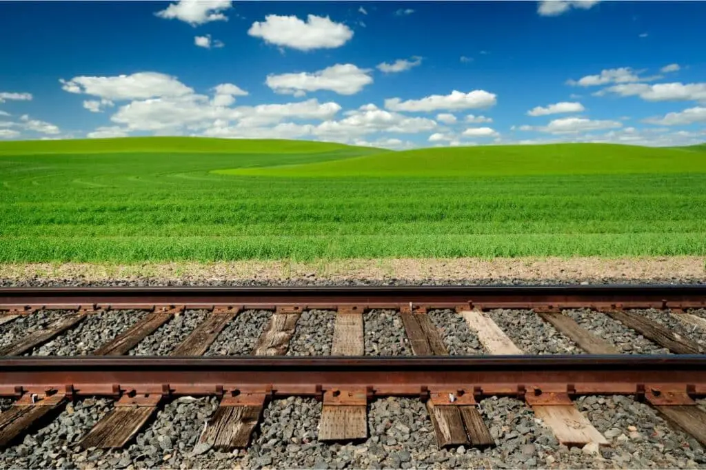 railroad tracks in a hill landscape