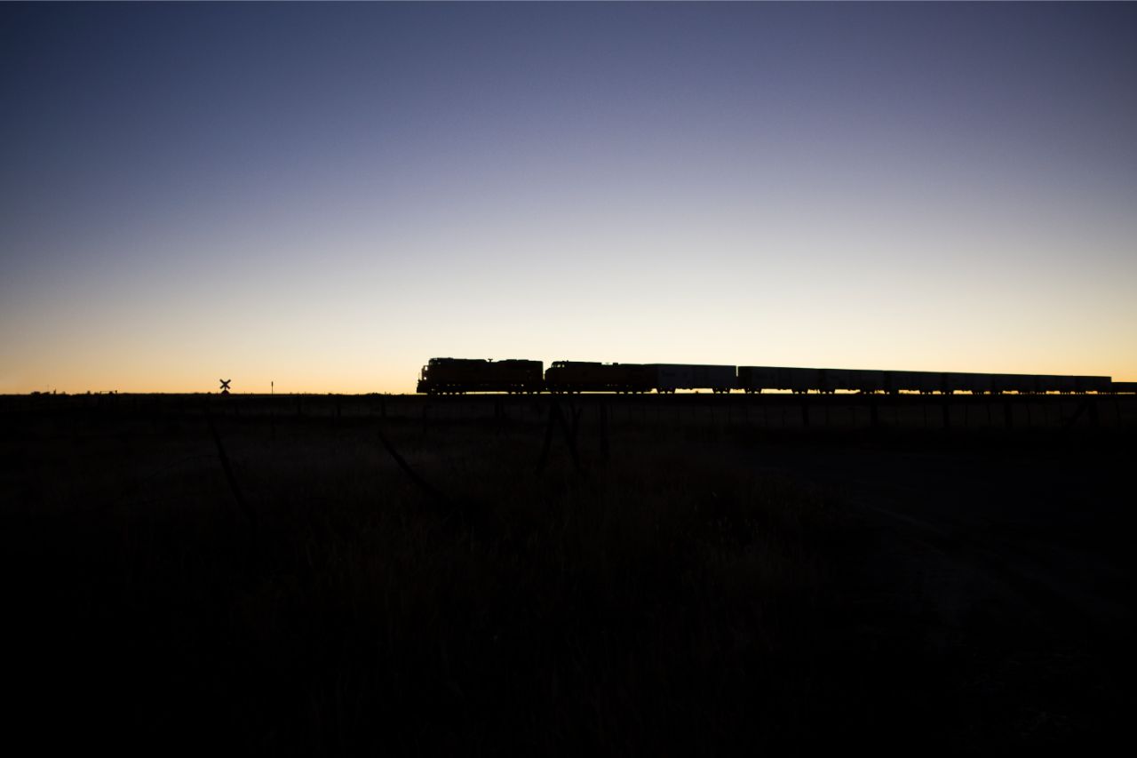 silhouette of trains in texas