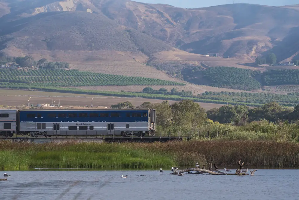 amtrak train traveling through california