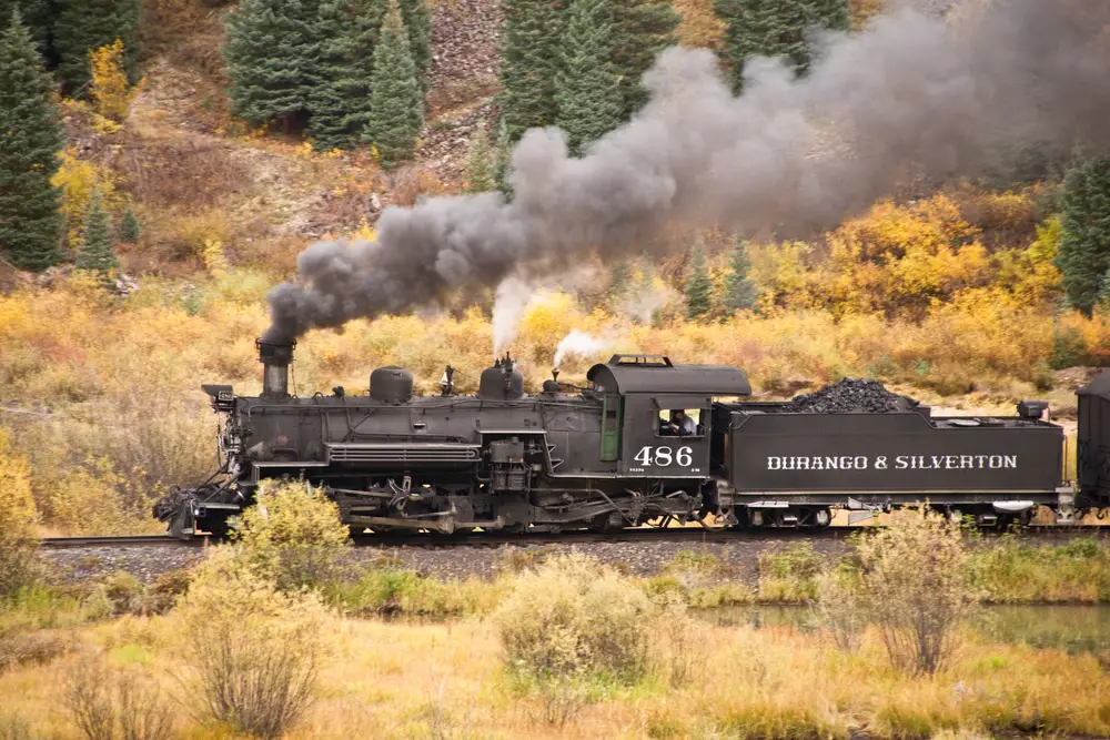 durango and silverton train in the mountains of Colorado