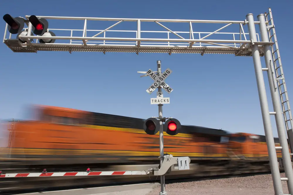 freight train crossing a crossing