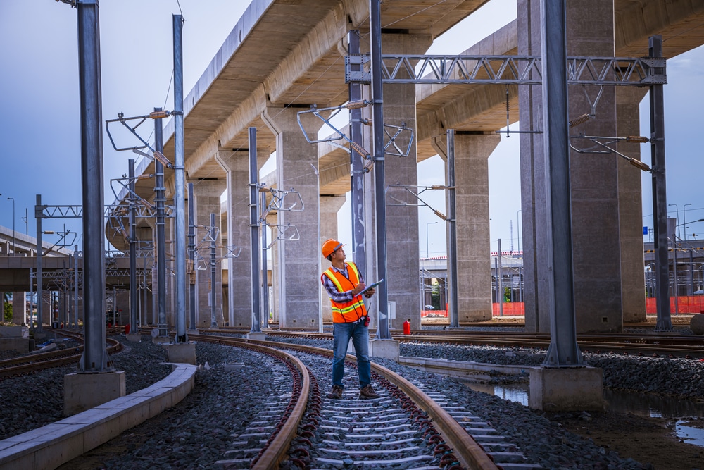 railroad engineer checking tracks