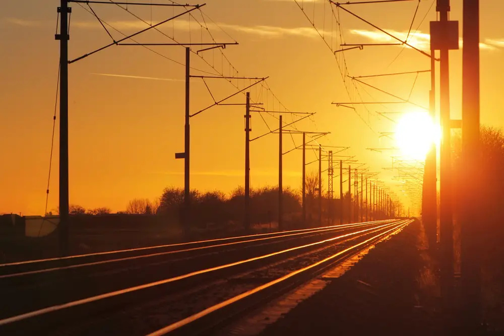 beautiful sunset over railroad tracks