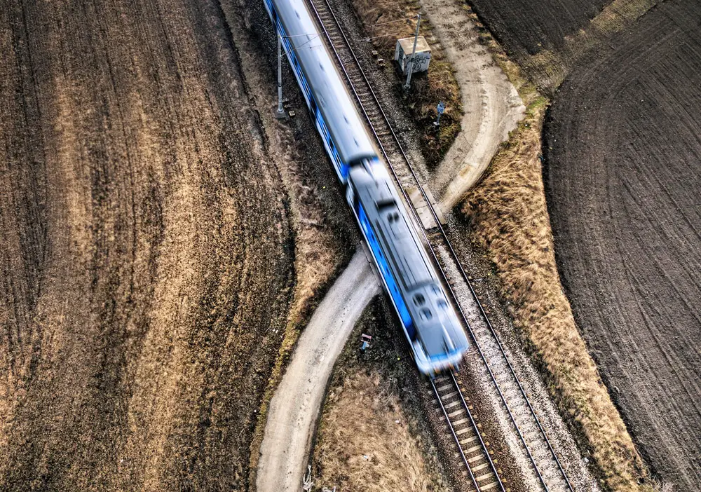 train going over a crossing