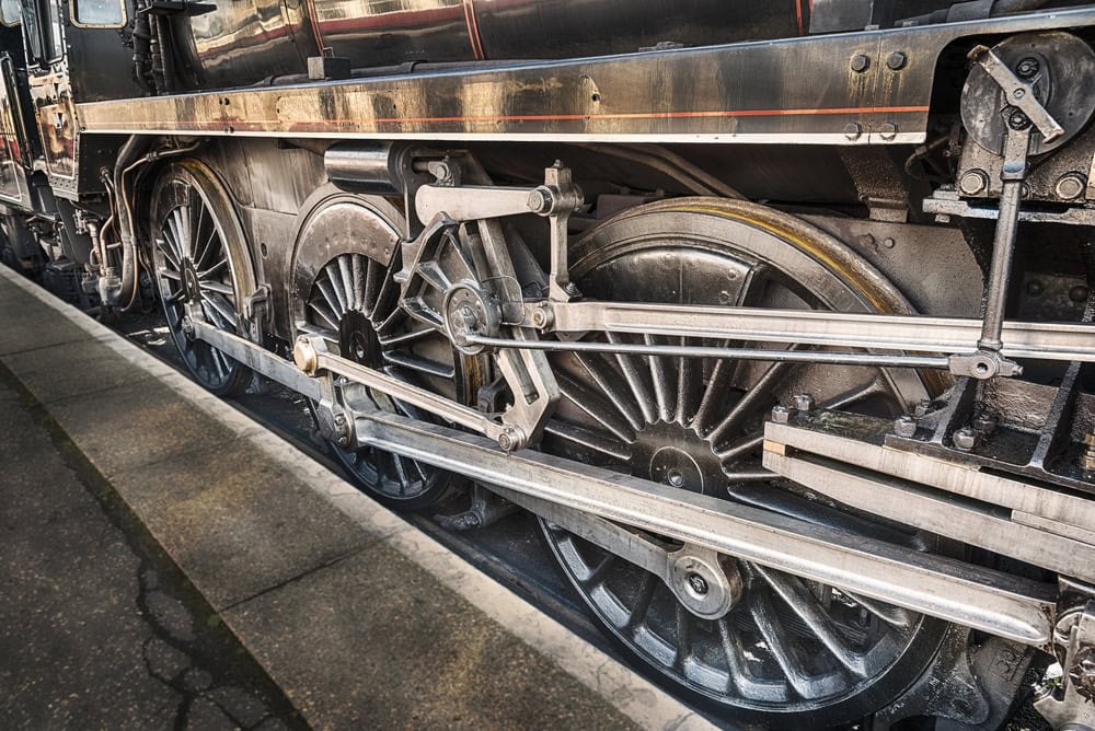 Old steam train wheels