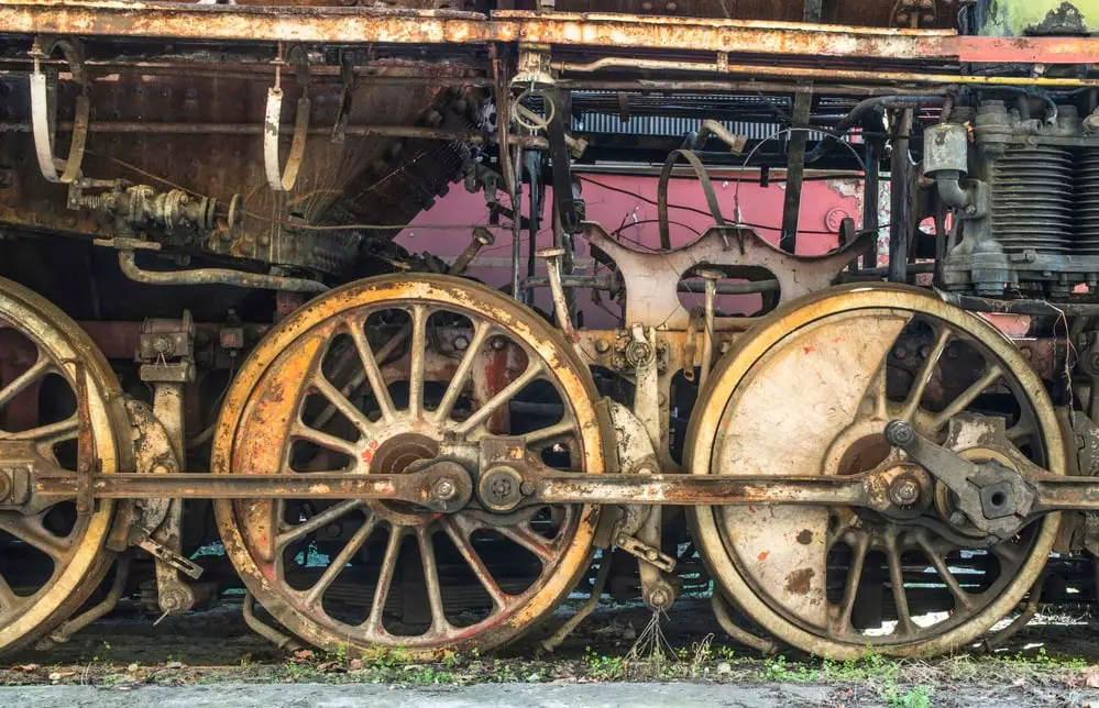 details of an old steam locomotive.