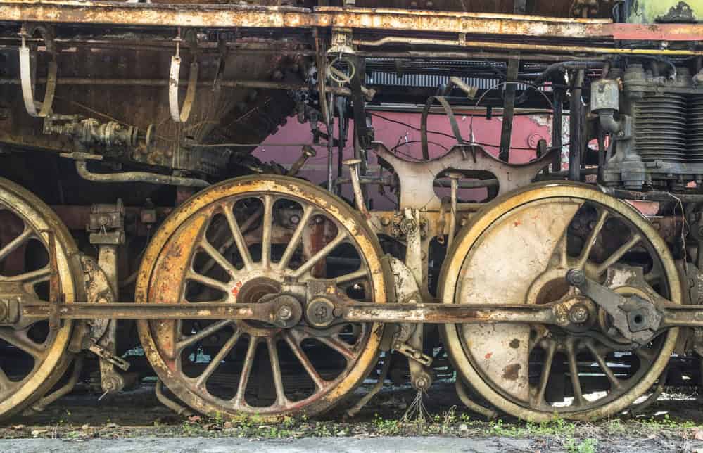 details of an old steam locomotive.